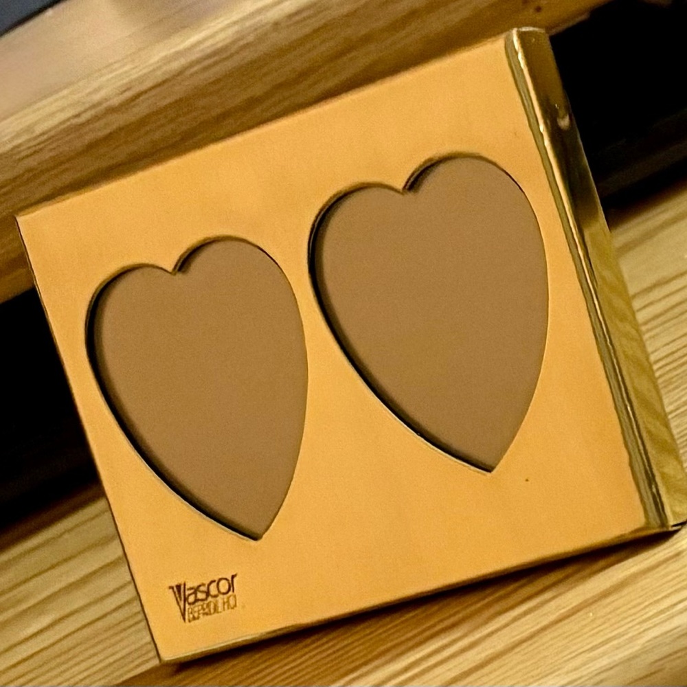 🆕 Vintage Solid Brass Two Heart 💕 Photo Frame 3” x 4” NIB